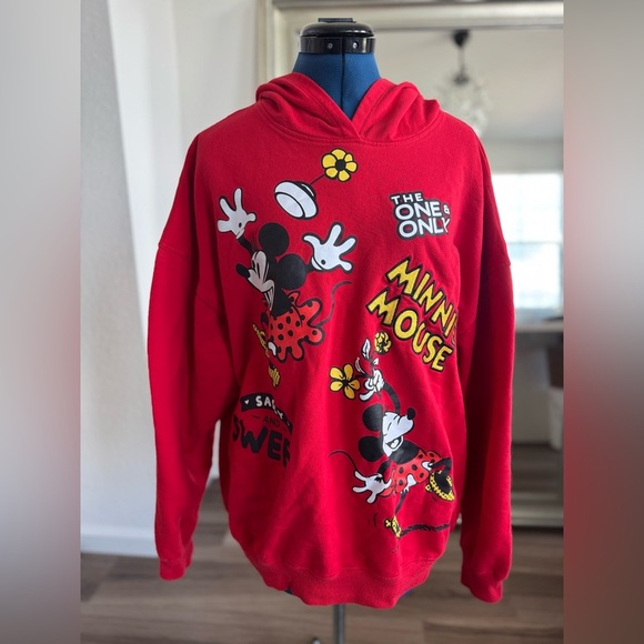 Disney 100 Mickey Minnie Graphic Hoodie Woman's Pullover Red Size XXL - Picture 2 of 7